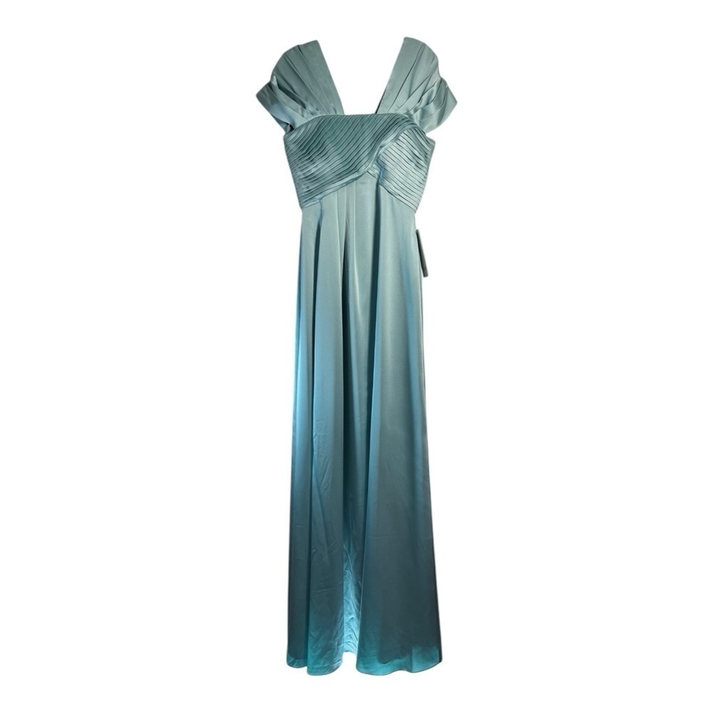 Theia Pleated Bodice Satin Gown NWT